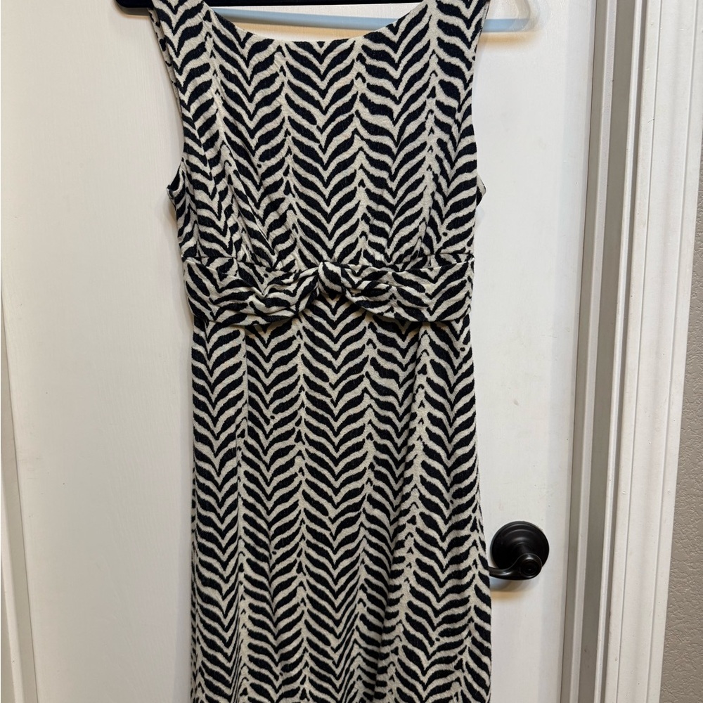 Diane Von Furstenberg Black and Cream Midi Dress